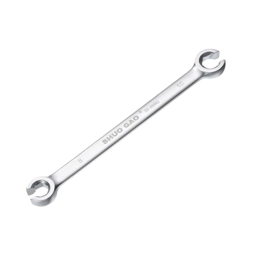 HARFINGTON Flare Nut Wrench 8mm x 10mm CR-V Nickel Plating Wrench for DIY Automotive Repairs and Household Maintenance - size: 8mm x 10mm