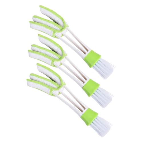 3pcs Car Air Vent Detail Brush Set for Interior Crevice and Louver Cleaning, Green Mini Duster Tools for Automotive Air Conditioner Vents and Dashboard Maintenance