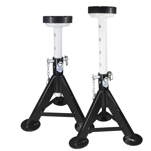 HKTE 4 Ton Jack Stands, Automotive Jack Stands with Flat Rubber Saddle & Security Locking Pins, Adjustable Vehicle Support for Cars SUVs Light Trucks, 2 Pack - color: JACK STANDS 8000LB