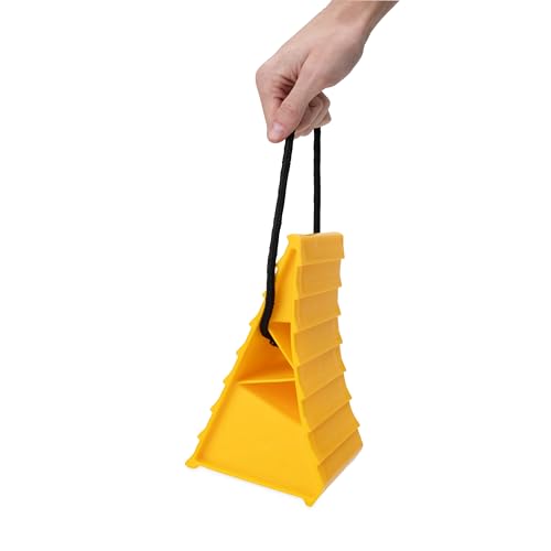 Camco Standard Wheel Chock w/Rope for Trailers - Heavy Duty RV Wheel Chock Constructed of Durable Plastic w/UV inhibitors - Features Rope Handle for Easy Removal - Use w/Tires Up to 26-in - 44472 - size: Standard w/ Rope