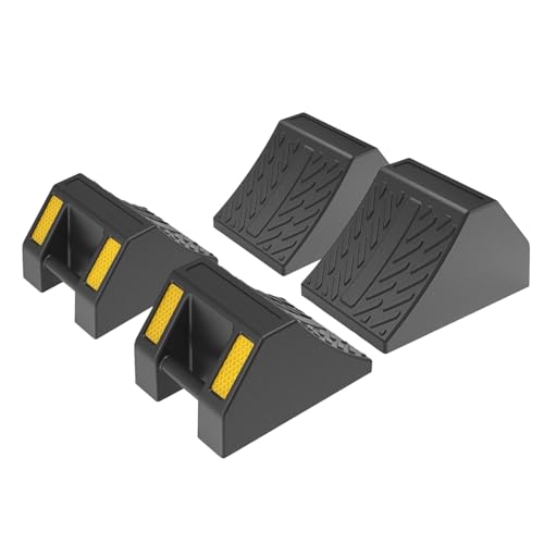 Heavy Duty Rubber Wheel Chocks 4 Packs, Premium Wheel Stopper for Car, Travel Trailers, RV, Truck, and ATV (6 Inch - 4Pack) - size: 6 Inch - 4Pack