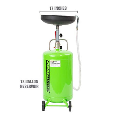 OEMTOOLS 87042 18 Gallon Portable Oil Lift Drain, Waste Oil Drain with Steel Waste Oil Container, Oil Changing, Oil Dolly for Motor Oil Drain, Funnel Drain - style: 18 Gallon Oil Drain