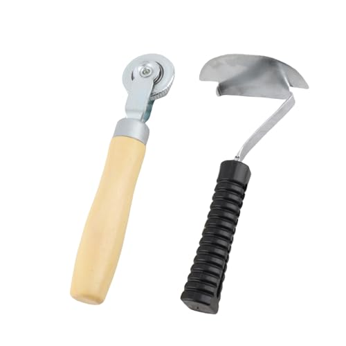 Keenso 6mm Tire Patch Roller Scraper Set, Tire Repair Tool Kit with Wood Handle for Cars Motorcycles