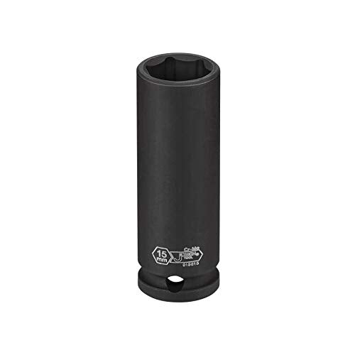 Jetech 3/8-Inch Drive 15mm Deep Impact Socket with 6-Point Design, Heat-Treated Chrome Molybdenum Alloy Steel, Metric - size: 15mm
