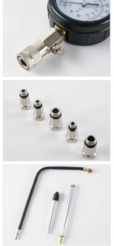 11PCS Engine Cylinder Compression Tester Kit, 0-300 PSI/0-20 Bar Gasoline Fuel Pressure Gauge Tool with M10 M12 M14 M16 M18 Adapters for Car Motorcycle ATV(11PCblue)