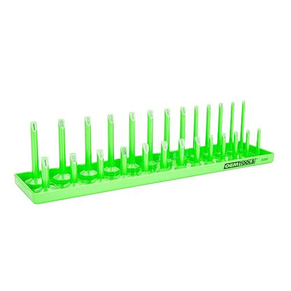 OEMTOOLS 22205 3/8 Socket Organizer (SAE), Socket Holder For Organizing Deep and Shallow Sockets, Labeled Posts, Dual Rail, Holds 1/4" to 1" | Dual Rail System Socket Holder, Socket Tray with Labeled Posts, Holds 1/4" to 1", Socket Organizer for Tool Box