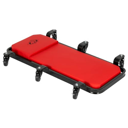AFF Ultra Low Profile Mechanic Creeper - Heavy Duty 40" Creeper with 1.5" Ground Clearance - 1.57" Thick Vinyl Upholstery & 6 Oil-Resistant Swivel Casters - for Garage & Shop Use
