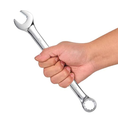 BLACK CANYON Metric 19mm Combination Wrench, 12-Point Box End & Hex Opening Design, Polished Steel - size: 19 mm