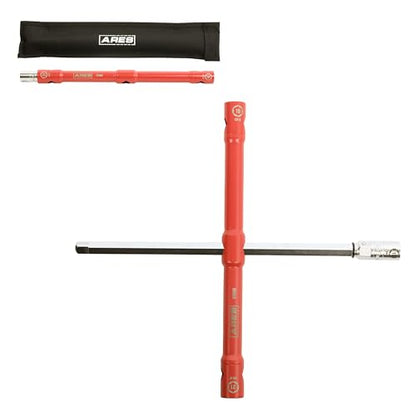 ARES 57000 – 26-Inch Universal Multi-Position Lug Wrench Set - 17mm, 19mm, and 21mm Socket Ends – Unique ½-Inch Drive Socket Adapter End – Compact Design with Storage Pouch - size: Universal Multi-Position Lug Wrench