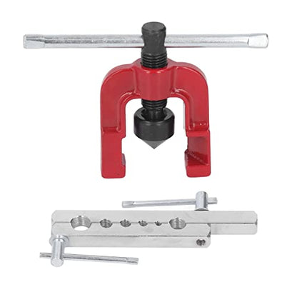 Professional Brake Line Flaring Tool Kit for Copper, Brass & Aluminum Tubing – 6-Sized Die Set (3/16" to 5/8") with Jig & Cutter