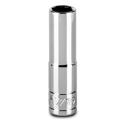 Capri Tools 7/16-Inch Deep Socket, 3/8-Inch Drive, 6-Point, SAE - size: 7/16 Inch (Pack of 1)