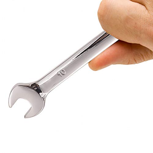 KINJOEK 4 PCS 10mm 12PT Ratchet Wrench, Metric Ratcheting Wrench Set with 5° Movement and 72 Teeth for Projects with Tight Space - size: 10mm 4PCS