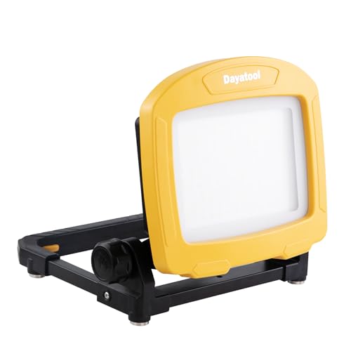 7000LM 45W Waterproof Cordless LED Work Flood Light, Compatible for Dewalt Makita 20V Milwaukee 18V m18 Rechargeable Lithium Tool Battery,Portabale for Construction Jobsite - style: Cordless Version-7K LM-Yellow