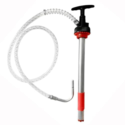 Manual Liquid Pump, Fluid Transfer Pump, Portable Oil Hand Pump for Fuel Removal, Push Suction Pump Extractor for 5 Gallon(20L) Bucket with 50 in Hose and Nozzle