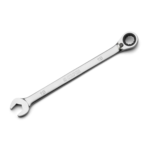 Capri Tools 15 mm 120-Tooth Ultra-Smooth Reversible Ratcheting Combination Wrench, XL Long Series, Metric, 12-Point - size: 15 mm