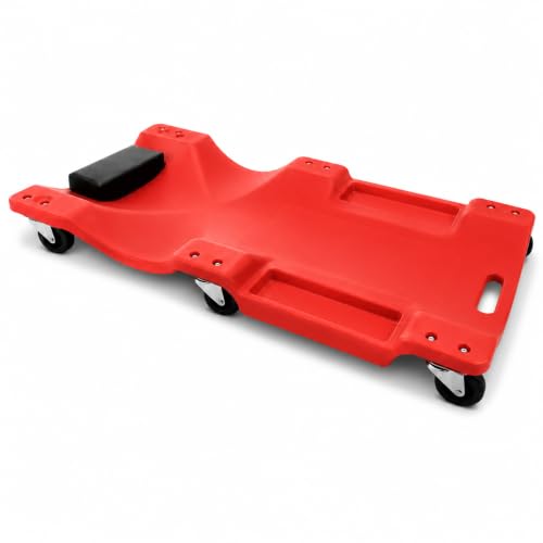 Mechanic Creeper, Low Profile Garage Creeper with Padded Headrest, 6 Swivel Casters, Built-in Tool Trays and Carry Handle, 40 Inch Automotive Creeper for Car Repair, Maintenance, Detailing
