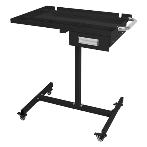Rolling Tool Tray with Wheels,29×20×34in Tear Down Work Table with Drawers,220lbs Capacity Mechanics Rolling Work Table for Garage, Shop, DIY (Black) - size: Black