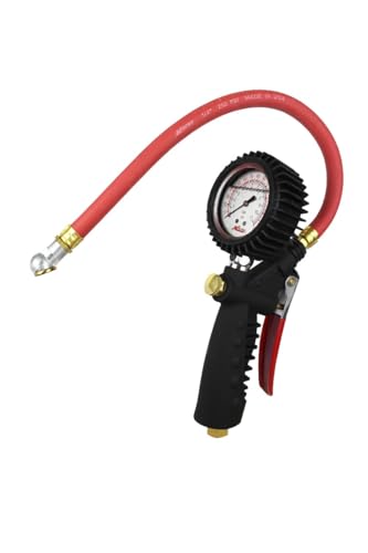 Milton S-575A Pro Analog Pistol Grip Inflator Gauge with Pressure Gauge - 15" Hose Ball Foot Chuck, Assembled in USA 230 PSI - size: Ball Foot Chuck, style: Analog