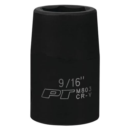 Performance Tool M803 1/2 Drive 9/16 6-Point Impact Socket for Heavy-Duty Use in Automotive and Industrial Applications - size: 9/16", style: Impact
