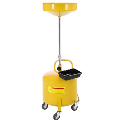 Garvee 8 Gal Waste Oil Drain Tank with Adjustable Funnel, Portable Air-Operated Drainer for Waste Oil, Fluid Transfer, Heavy-Duty, Rust-Proof, w/Wheels & Toolbox - color: Yellow, size: 8 Gal Waste Oil Drain