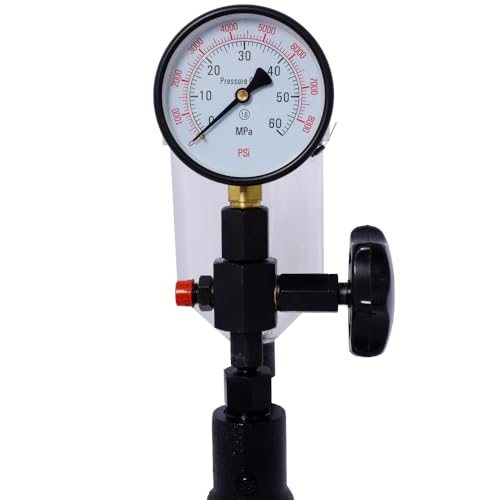 Diesel Injector Tester, Professional Fuel Injector Nozzle Tester for Tractors, Fuel Pressure Tester with Dual Scale Gauge, Precise Diesel Compression Tester, Complete Accessory Kit (600Bar/8000PSI) - size: 600Bar/8000PSI