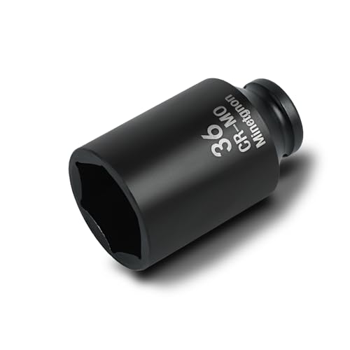 36mm Socket Deep 1/2 Drive Impact Socket 6 Point CR-MO Axle Nut Heavy-Duty Socket for Easy Removal & Installation of Wheel Hub & Axle Shaft Nuts - color: Deep_6 Pt_1/2, size: 36mm