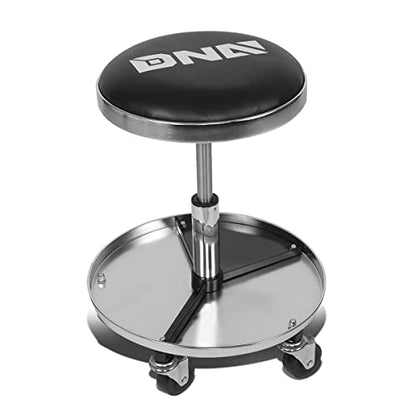 DNA MOTORING TOOLS-00191 Adjustable Height Pneumatic Mechanic Creeper Garage/Rolling Stool, Heavy Duty Roller Seat with Storage Tool Tray, Max Load 250 lbs - color: Black Chrome