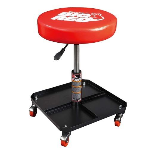 BIG RED TR6350 Torin Rolling Pneumatic Creeper Garage/Shop Seat: Padded Adjustable Mechanic Stool with Tool Tray Storage, Red Large - style: 6350