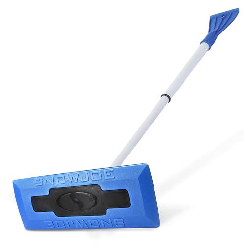 Snow Joe 18" Telescoping Snow Broom & Ice Scraper for Cars, No-Scratch Foam Brush - Long and Extendable Ice Removal Tool for Car Window and Automotive Windshield, SJBLZD