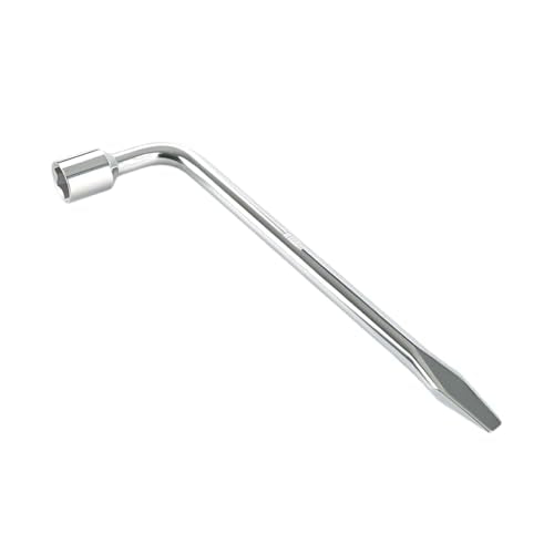 17mm Car Spare Tire Lug Wrench, L-Type Heavy Duty Steel Tire Replacement Tool with Hexagon Socket and Slotted End, Universal Motorcycle Car Emergency Repair Wrench for Jack& Maintenance(17MM) - size: 17MM