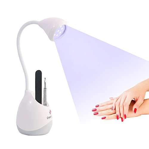 36W Rechargeable UV LED Nail Lamp, Gooseneck Light for Gel Nails Hands Free, Mini Portable Dryer With Brush Holder for Travel Home & Salon Manicure - color: Ya White