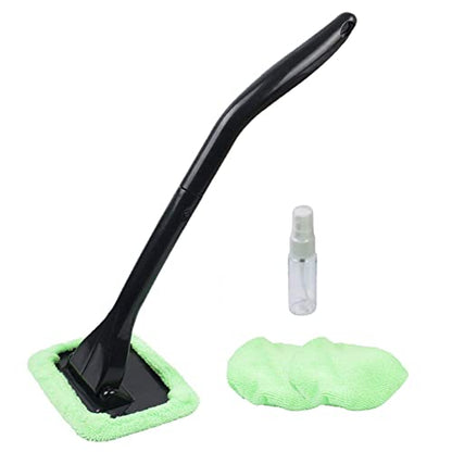 Microfiber Car Windshield Easy Cleaner, Detachable Handle Brush, Cleaning Tool, Come with 2 Pads Washer Towel and 30ml Spray Bottle