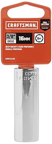 CRAFTSMAN Deep Socket, Metric, 3/8-Inch Drive, 16mm, 6-Point (CMMT44433) - size: 16 MM