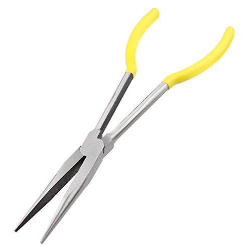 11 Inch（28cm） Long Reach Long Nose Pliers | Designed for Mechanics, Technicians, and Contractors | Work with Delicate or Difficult-to-Reach Pieces | Milled-Jaws | Steel “Needle Nose（Yellow） - color: Yellow