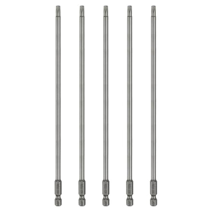 HARFINGTON 5pcs T25 Torx Head Screwdriver Bit 1/4" Hex Shank 8" (200mm) Long Magnetic No Hole Tip Tamper Proof 6 Point Star Screw Driver Drill Bits S2 Steel Industrial Power Screwdrivers - size: T25 x 8"(200mm)