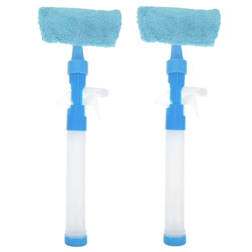 Double-Sided Window Wiper Cleaner 2pcs Blue Water-Jet Glass Cleaning Tool for Dirt Removal and Water Spots, Reusable Squeegee for Home, Shower, and Car Windows