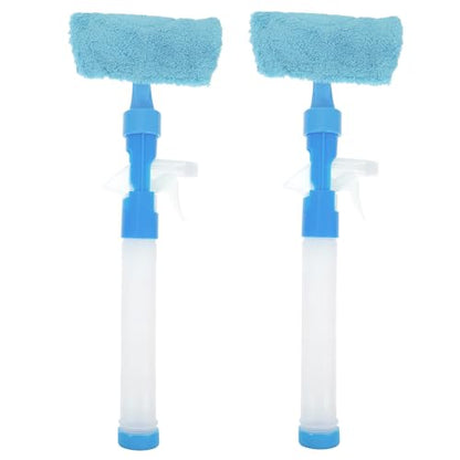 Double-Sided Window Wiper Cleaner 2pcs Blue Water-Jet Glass Cleaning Tool for Dirt Removal and Water Spots, Reusable Squeegee for Home, Shower, and Car Windows
