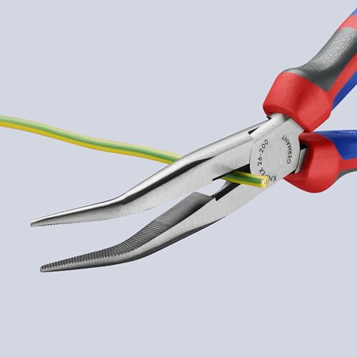 KNIPEX - 26 22 200 SBA Tools - Long Nose Pliers With Cutter, 40 Degree Angled, Multi-Component (2622200SBA)