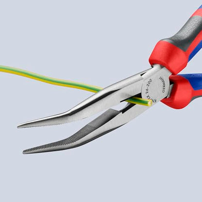 KNIPEX - 26 22 200 SBA Tools - Long Nose Pliers With Cutter, 40 Degree Angled, Multi-Component (2622200SBA)