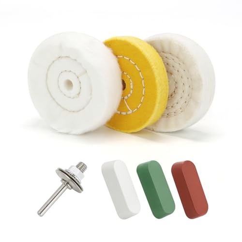 SCOTTCHEN 3inch Buffing Polishing Wheel with 1/4" Shank for Drill, 3/8" Arbor Hole,Soft/Fine/Medium -3pcs,with Buffing Polishing Cutting Compounds 7.4 Oz.Kit - color: Multi 7pcs, size: 3 inch