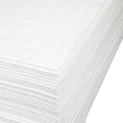PONO 50 Pcs Oil Absorbent Pads, 15x20 IN White Heavy Weight Oil-Only Absorbent Pad,Used for Oil Spill Cleaning in Garage Workshop, Reusable, Washable, Durable - size: 50Pcs, 15"X20"