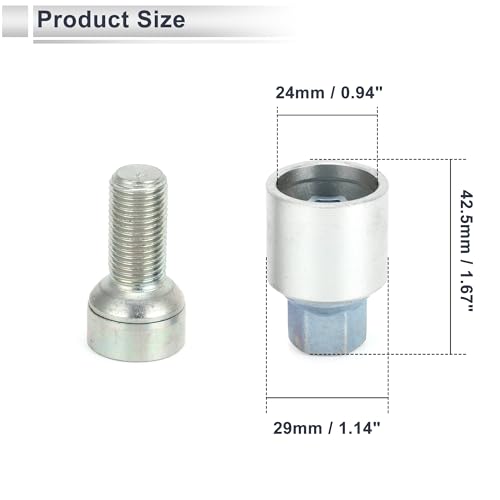 Vehicle Wheel Lock Lugnut with Bolt Kit for Audi A4L A5 A6L Q2L Q3 Q5 Q7 A8 Type x Anti-Theft Screw Nut Removal Key Socket 1 Set