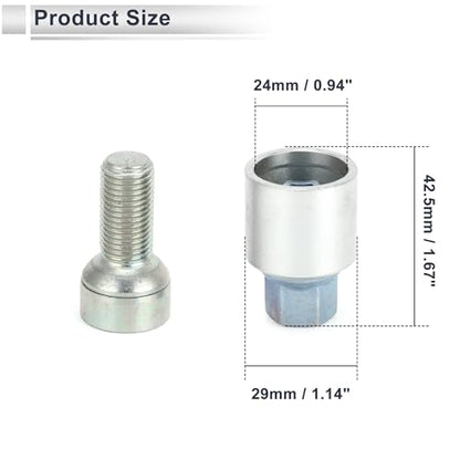 Vehicle Wheel Lock Lugnut with Bolt Kit for Audi A4L A5 A6L Q2L Q3 Q5 Q7 A8 Type x Anti-Theft Screw Nut Removal Key Socket 1 Set