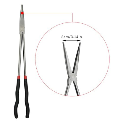 16 Inch Long Reach Pliers, Needle Nose Pliers Repairing Pliers with Long Handle, Steel Tip Nose Pliers for Mechanics/Technicians/Contractor/Home Repairing (Straight Angle)