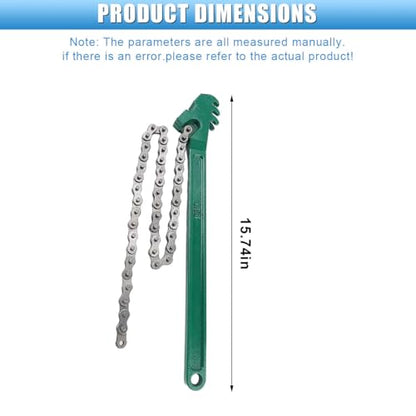 16 Inch Heavy Duty Ratcheting Chain Wrench – Adjustable Reversible Oil Filter Wrench Spanner Fits 1.5" to 7.5" Diameter, Universal Pipe Fitting Tool for Car Repair, Multi-Purpose Remover Tool (16IN)
