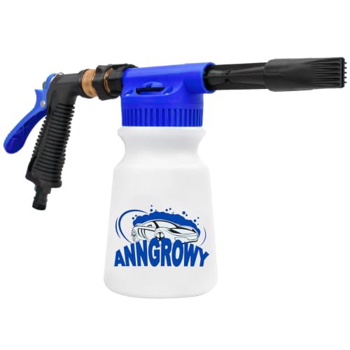 anngrowy Car Wash Foam Gun Soap Car Wash Foam Cannon for Garden Hose Foam Sprayer Car Wash Soap Foam Gun Hose Foam Cannon Blaster Hose Foam Cannon Gun Quick Connector to Any Garden Hose (Blue) - color: Blue