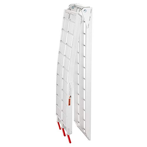TUFFIOM 7ft Aluminum Motorcycle Ramps 1500lbs Capacity, 2pcs Folding Loading Truck Ramps for Pickup Trucks Bed, Trailer Ramp with Load Straps for UTV/ATV/Lawn Mower/Dirt Bike, Lightweight & Portable