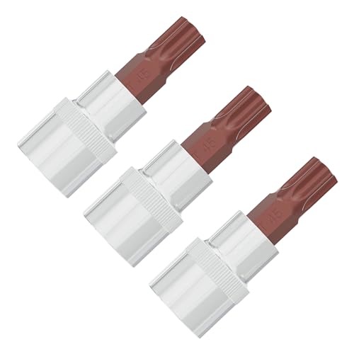 3PCS 3/8" Drive T45 Torx Bit Socket, S2 Steel Bits, Heat Treated CR-V Steel Star Sockets 1.9" Length - size: T45