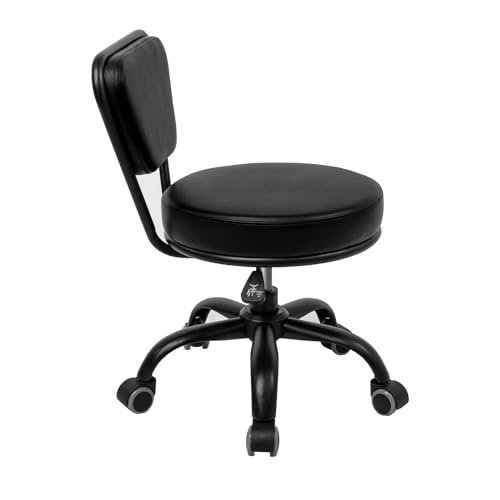 Dayton Garage Rolling Seat (Matt Black) Pneumatic, Short Stool with Adjustable Height 13"-15", Perfect for Home Office, Gardening, Garage Mechanic, School and Lab - color: Matt Black