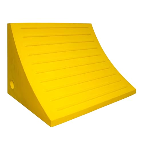 ESCO 12593 Wheel Chock 60 Ton | Heavy-Duty Wheel Chocks for Trailers, Trucks & Construction Vehicles | Polyurethane Tire Stopper | Safety Yellow | OSHA/MSHA Compliant | 46"-65" Tire Size - size: 60 Ton Load Capacity